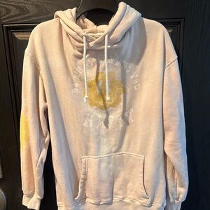 Pink Hoodie with Yellow Graphic